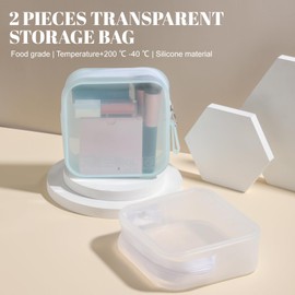 BS-MALL Silicone Travel Makeup Bag – Transparent Cosmetic Storage Pouch, Waterproof, Easy to Clean, 2-Pack