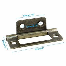 Bonsicoky 12 Pack Retro Bronze Metal Plated Non-Mortise Hinges - 2 Inch Door Hinges for Furniture Windows Cupboard Tool Box