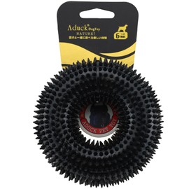 ADUCK Dog Squeaky Chew Toys for Aggressive Chewers, Small Medium Large Dogs Teeth Cleaning Soft Natural Rubber Float Toy for Indoor Outdoor Water Pool, Donut Ring Design 4.92 inch, Black