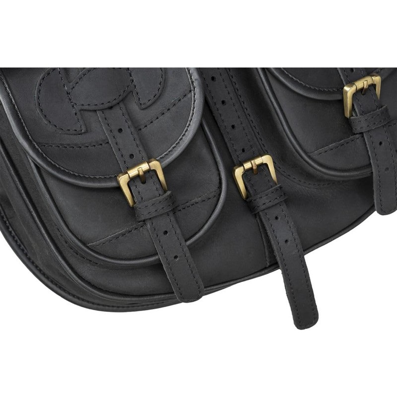 Tough 1 Oiled Leather Saddle Bag Black