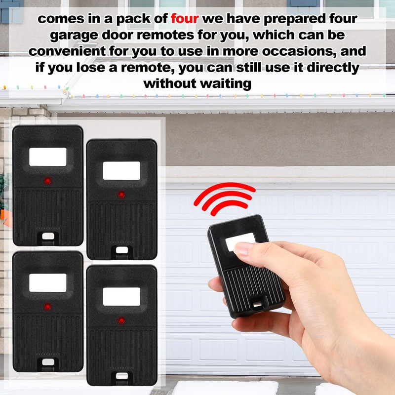 Kingdder 4 Pcs Garage Door Remote 8 Dip Switch Compatible