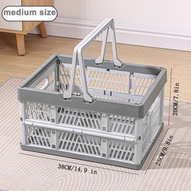 YTAONS Collapsible Storage Crate with Handles, 20L Foldable Plastic Basket, Organizer Container (Light gray, M)