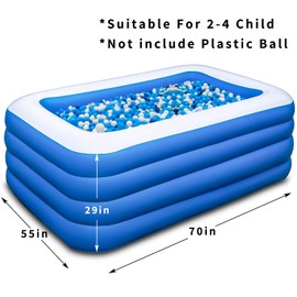 Inflatable Swimming Pool,70x55x29 inch Inflatable Family Swimming Pool, Summer Water Party, Toddler, Outdoor, Garden, Backyard