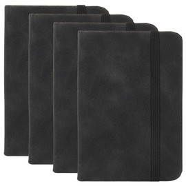 craspire 4Pcs Hardcover Wildleder Tasche Notebook 4,33 x 3 Zoll kleine Notizbuch Journale A7 Mini Notizblock winzige gefüttert Journal Notebook für Büro nach Hause Schule Schreibwaren schwarz