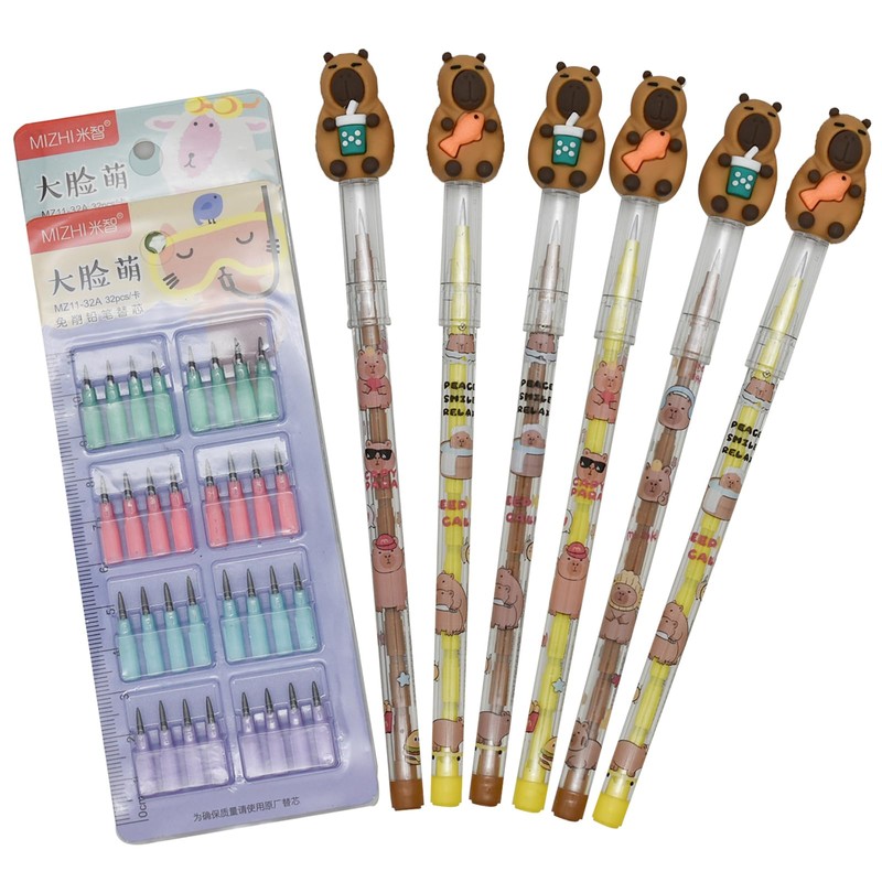 Maydahui 12 PCS Capybara Stackable Pencil Non Sharpening HB Pencils
