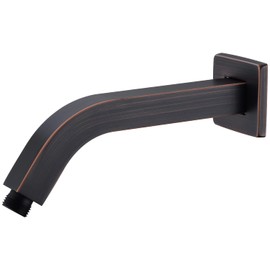 Angled Shower Arm with Flange 8 Inches Arced Extension Pipe for Fixed Shower Head, Wall Mounted Stainless Steel Replacement Shower Arm Square Shaped, Oil Rubbed Bronze