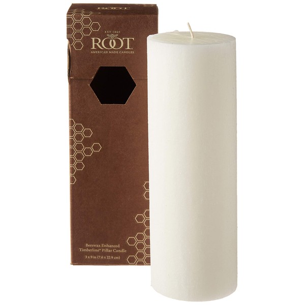 Root Candles 339147 Unscented Timberline Pillar Candle, 9-Inch, White