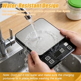 Waterproof Kitchen Scale, 10kg/22lb Food Scale Precisely Measures Grams and Ounces for Baking and Cooking, Stainless Stee Digital Scale with Backlight