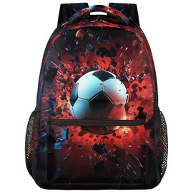 VQUVQV Backpack for Women Men, Soccer Football Waterproof Backpack with Laptop Compartment, Lightweight Carry On Backpack for Travel, Work, Picnic