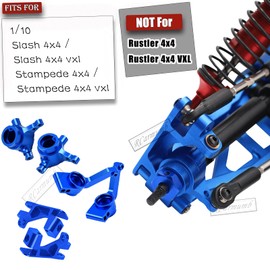 Rcarmumb RC Upgrades Part for 1/10 Slash 4x4 (VXL)/Stampede 4x4 (VXL),Alloy Front Rear Suspension Arm,Caster Block,Steering Blocks,Rear Stub Axle Carriers,Shock Tower Set Hops up,Navy Blue