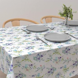 Style Decor W4700720 Tablecloth, 100% Cotton, Fashionable, Rectangle, Nordic, 56.9 x 82.7 inches (142 x 210 cm), Standard, Floral Pattern, Botanical, Blue