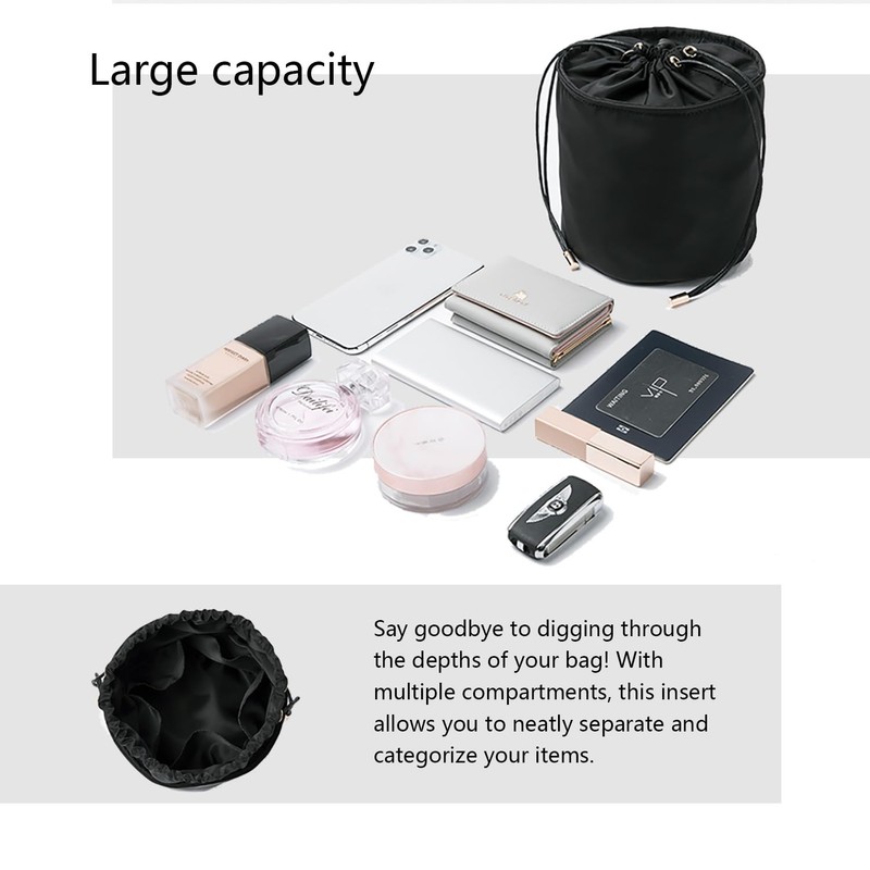 YONBEN Tall Purse Organizer Insert Womens Canvas Round Handbag Organizer