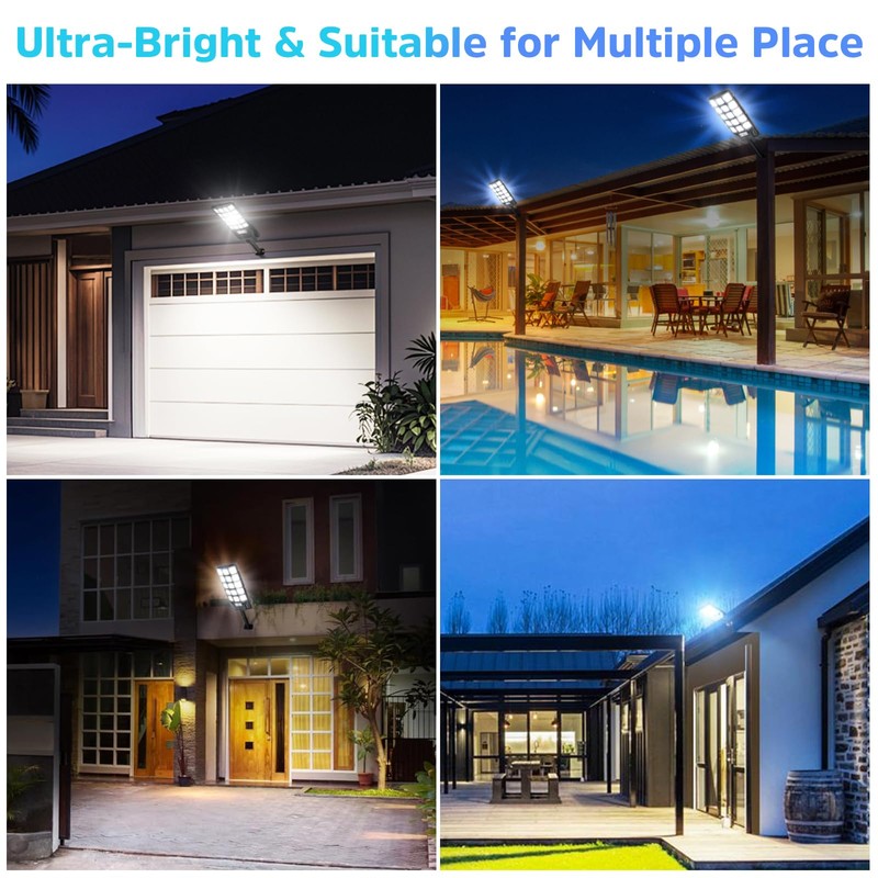 2 Pack Solar Street Lights Outdoor Waterproof, 6500K 20000LM Wide