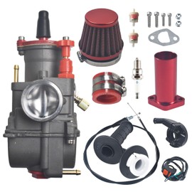 PWK 28mm Carburetor w/Air filter Throttle Assembly kit for Predator 212cc 224cc 196cc for Coleman CT200U-EX CT200U BT200X Mini Bike Baja Warrior MB200 KT196 GX160 6.5hp Engine Go kart Red