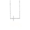The Royal Gift Sterling Silver 925 Sideways CZ Cross Adjustable