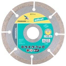 wolfcraft Diamond Cutting Disc Solid Universal I 8317000 I Universal Use - Ideal for Masonry and Building Materials I Diameter 115 mm I 7 mm