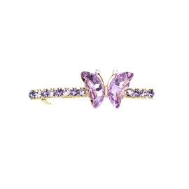 Faship Violet Light Purple Rhinestone Crystal Butterfly Hair Barrette Clip