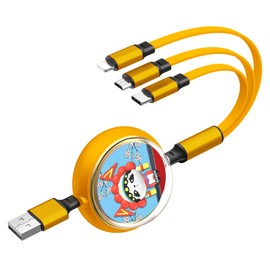 LAFALInK USB Multi Charging Cable,3.6Ft3-in-1 Retractable Charging Cable 3A Retractable Cable Fast Charger Cord withType C/Micro/Port Sync Fast Charging Cord, for All Phones and Tablets