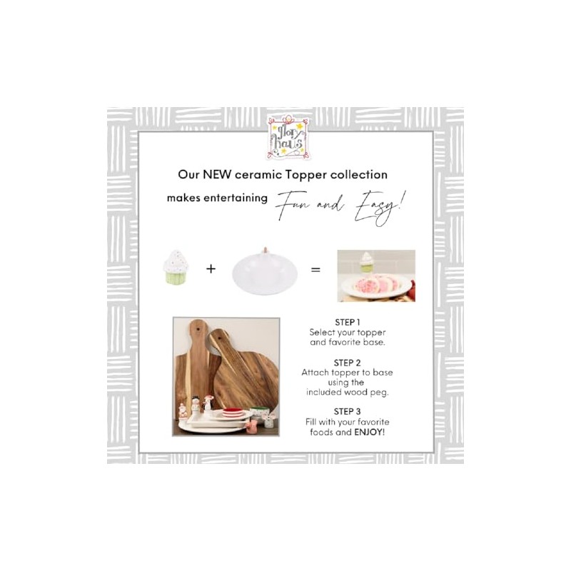 Glory Haus Jolly Santa Charcuterie Board Topper - Hand-Painted Ceramic