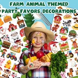 50 PCS Barnyard Farm Animal Temporary Tattoos for Kids, Farm Animals Themed Tattoos for Birthday Party Supplies Super Cute Tattoo Stickers for Kids Boys Girls Party Bag Filler
