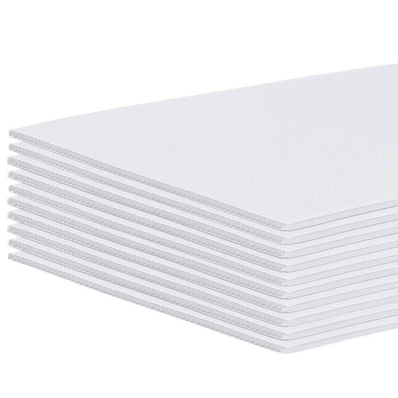 BENECREAT 10 Sheets White Corrugated Plastic Sheets, 7.8x11.8inch Blank Yard