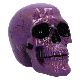 Nemesis Now Violet Elegance Ornament 18.5cm, Resin, Purple Skull Sculpture, Cast in The Finest Resin, Hand-Painted, Glossy Finish, Gold Patterns