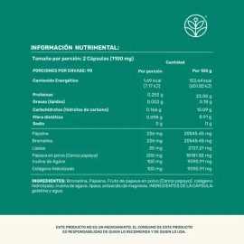 Enzimas Digestivas Bromelina Papaína 180 Cápsulas | LIFE360+