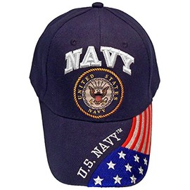 USA NAVY VETERAN BLUE BASEBALL STYLE FLAG EMBROIDERED HAT ball cap vet us retired