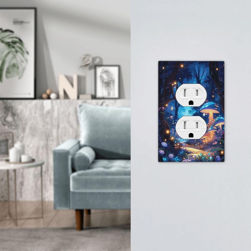 Tewujay Decorative Outlet Cover 1 Gang Mushroom Fairy Butterfly Forest