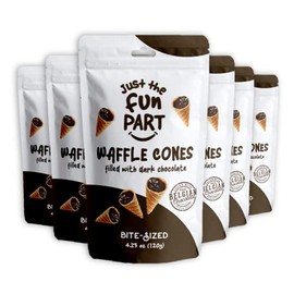Just The Fun Part, Bite-Size Crispy Mini Waffle Cones, Filled With Premium Belgian Dark Chocolate, Great For Snacks, Desserts, Grab & Go (Dark Chocolate, 4.23 Ounce (Pack of 3))