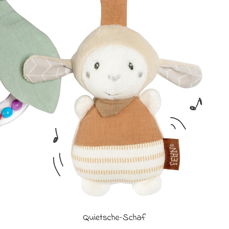 Fehn Activity Trapeze Hanging with Sheep & Donkey Animal Pendants