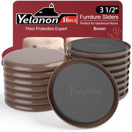 Yelanon Furniture Sliders 16 pcs-3 1/2” Round Furniture Sliders for Carpet, Furniture Pads Hardwoods Floors Heavy Duty Furniture Movers Sliders, Reusable Furniture Moving Pads, Carpet Protectors