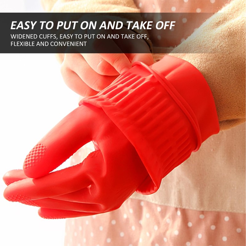 JTMKYO 2 Pieces Extra Long Kitchen Cleaning Rubber Gloves, Waterproof