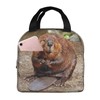 Larklitz Cute Funny Beaver Reusable Insulated Lunch Bag, 8.5in x