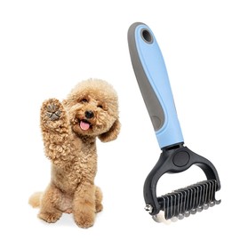 Petsplicity Double-Sided Pet Grooming Tool Undercoat Rake for Dogs and Cats - Professional Dematting Brush, Shedding Comb, Mat Remover, Deshedding, Safe Detangler, Fur Maintenance, Long-Haired Pets