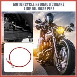 ACROPIX 80cm 31.5" Length 10mm ID Motorcycle Hydraulic Brake Line Oil Hose Pipe 28° 0° Stainless Steel Braided Cable for ATV Motocross Sport Bikes Red Car Parts