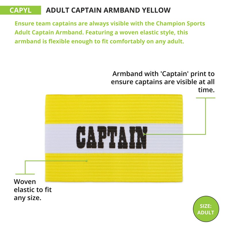 Champion Sports CAPYL Adult Captain Arm Band Yellow
