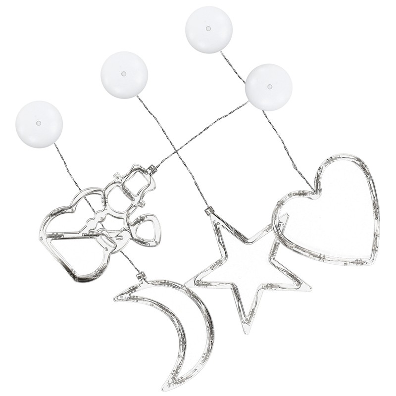 LED Christmas Lights with Suction Cup Snowman Star Moon Heart