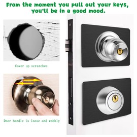 SZMDLX Door Lock Repair Plate, Door Lock Knob/Lever/Deadbolt Reinforcement Plate, Door Handle Lock Fixing Cover Filler Repair Backplate, Door Lock Hole Backing Reinforcer Plate Kit, 4 PCS Black