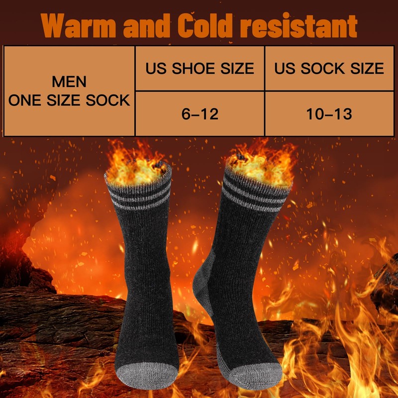 COOVAN Mens Merino Wool Crew Socks Thermal Warm Winter Socks