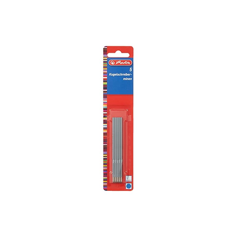 Herlitz Medium Ball Pen Refills - Blue (Pack of 5)