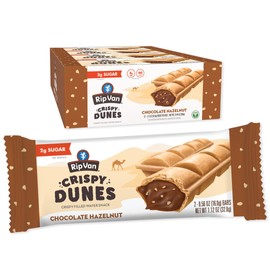 Crispy Dunes Vegan Chocolate Hazelnut Wafer Sticks – Low-Calorie Keto Snack with Hazelnut Cream Filling, 90 Calories, Non-GMO, Prebiotic Fiber - 12 Pack