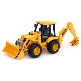 Toyland® 28cm (11") Friction Powered Backhoe Loader - Moveable Front Loader & Backhoe - Construction Toys