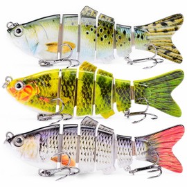 Steinn Pike Perch Bait Set Artificial Bait 3 Pieces in Box Fishing Bait for Predator Fishing Wobbler Multi-piece with Joint for Realistic Running (Colour 3)