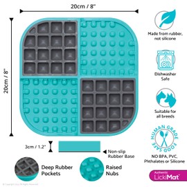 Lickimat Slomo, Original Dog Slow Feeder, Licking Mat and Alternative to Puzzle Feeder. Great Boredom Buster for Dogs (Turquoise)
