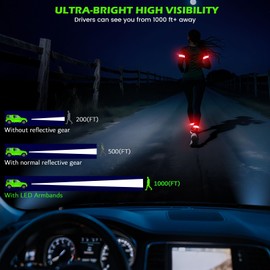 Samlior LED Armband for Running 2 Pack, 5 Colors 3 Lights Modes Rechargeable Reflective Arm Bands, High Visibility Reflective Gear for Running Walking Cycling at Night (Red)