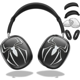 [4 in 1] Case Cover for AirPods Max Soft Cases Anti-Scratch Protective Ear Cups Cover/Ear Pad Case Cover/Headband Cover for AirPods Max (Spider Black)