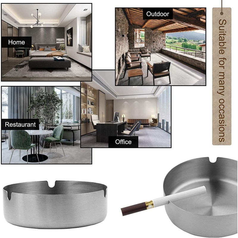 Qualsen 5 Pcs Stainless Steel Ashtray, Ashtrays for Outside or