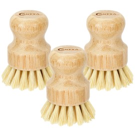 Natural Dish Brush - Bamboo Dish Scrubber, Kitchen Scrub Brush for Cleaning Pots, Pans and Vegetables(Sisal)