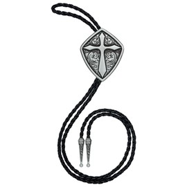 HLYMPONY Bolo Tie for Men Western Cowboy Cowgirl Vintage Native American Cross Bolo Tie for Women (Grey)